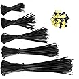 Honyear Zip Ties 500 Pcs Nylon Cable Zip Ties with Self-Locking 4/5/6/8/10 Inch, Black, UV Resistant, Heavy Duty