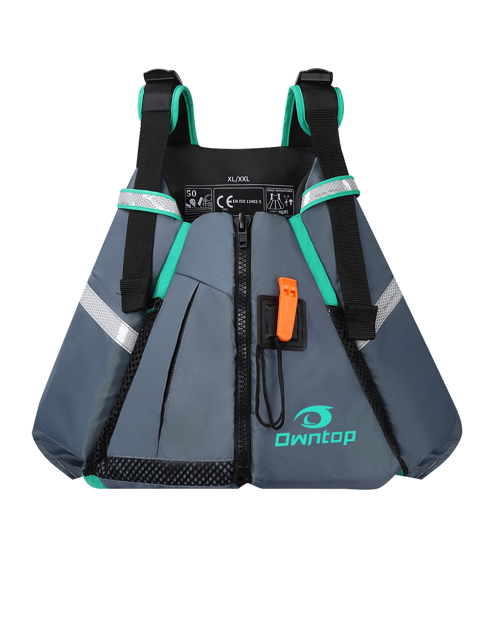 Owntop Swim Vest for Adult, Paddle Sports Swim Jackets with Adjustable Safety Strap, Premium Buoyancy Men Women Float Swim Vests for Kayaking Surfing Boating (Gray, XL/XXL) - view 7