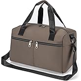 For United Airline 17x10x9 Inches Personal Item Underseat Travel duffle bag, ports Tote Gym Bag,Shoulder Weekender Overnight Bag (Beige)