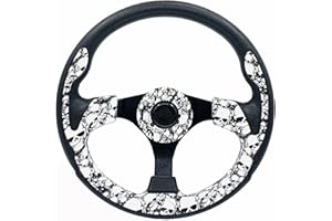 YEHICY 12.5" White Skull Pattern Golf Cart Steering Wheel for Golf Cart Club Car DS and Precedent Yamaha RXV & TXT, Yamaha EZGO Steering Wheel…