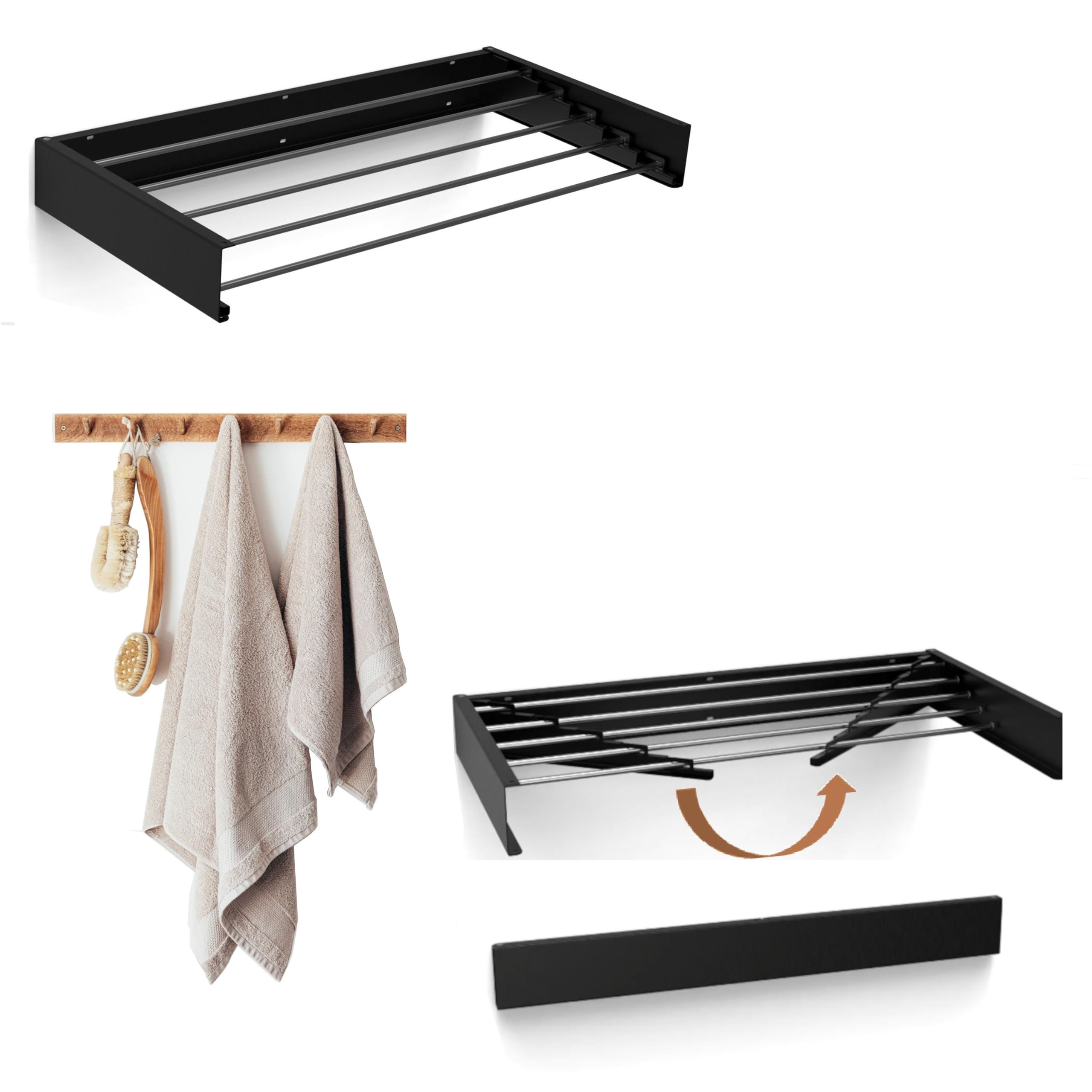 Cozility Wall Mounted Clothes Dryer - Extendable Indoor & Outdoor Easy Clothes Airer Wall Mounted Space Saving 25kg Load Capacity 6m Washing Line 100cm Charcoal Grey Stylish Compact Efficient!