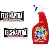 Zout Stain Remover Triple Enzyme Spray 22 FL OZ and 2 Pack of Zout Fels-Naptha Laundry Bar &amp; Stain Remover 5 Ounce Each