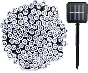 Lalapao Solar String Lights 72ft 200LED 8 Modes Outdoor Lighting Solar Powered Christmas Lights Waterproof Starry Fairy Lights for Patio Lawn Garden Home Wedding Xmas Party Tree Decor (White)