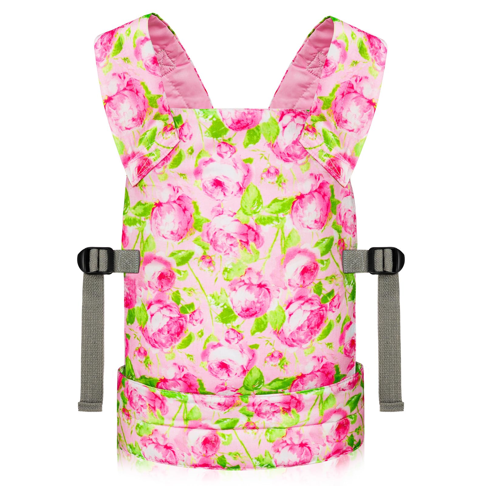 Aolso Baby Doll Carrier, Baby Doll Carrier Storage Bag Backpack, Front and Back Carrying with Adjustable Straps for Babies, Carrier Dolls Accessories for 14-18 Inch Dolls-Pink/Green