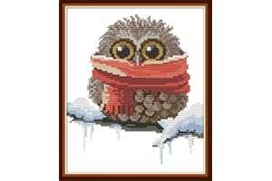 Cross Stitch Kits, Awesocrafts Owl Scarf Cute Christmas Winter Easy Patterns Cross Stitching Embroidery Kit Supplies, Stamped or Counted (Counted)