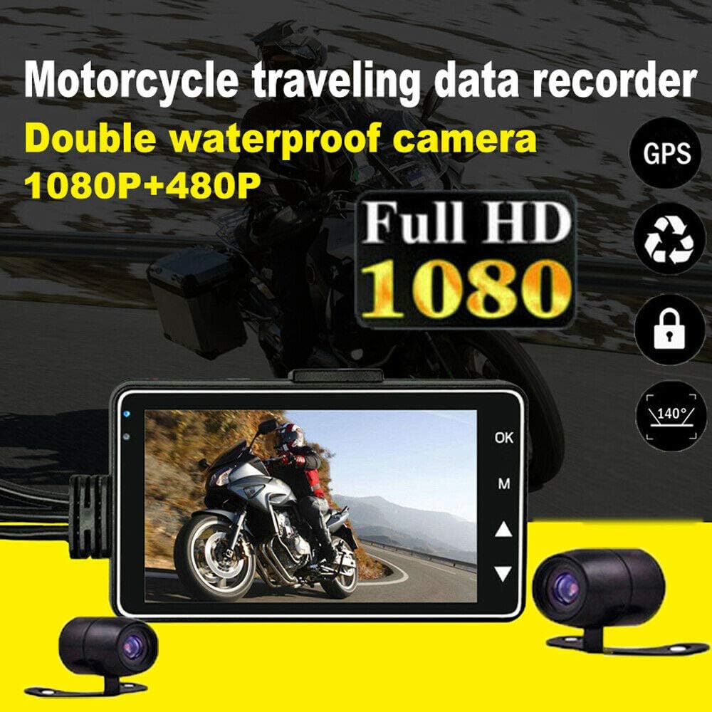 Motorcycle Camera Dash Cam DVR Video Recorder Dual Lens Loop Record Night Vision