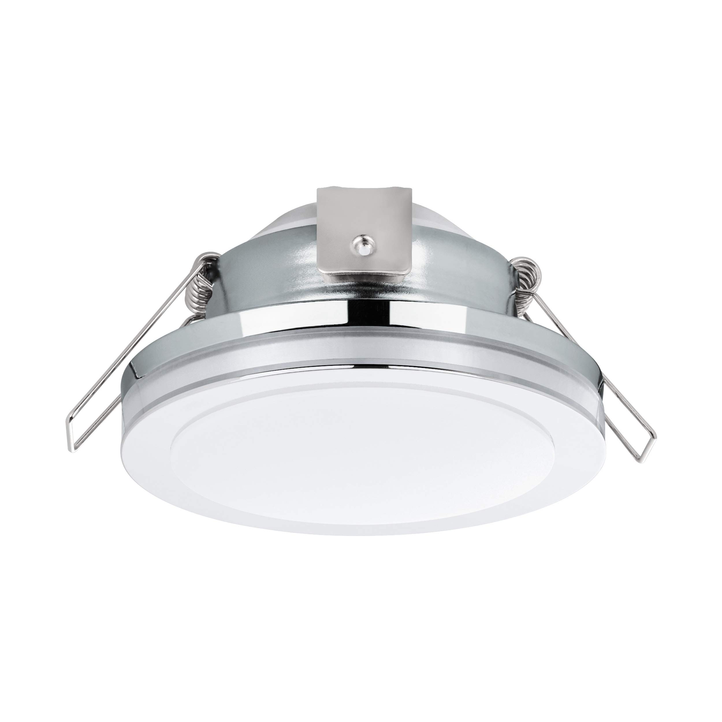EGLO Pineda 1 Recessed LED Spotlight Steel and Plastic LED Recessed Light in Chrome/White IP44 Diameter 8.2 cm