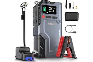 OREETGA Portable Car Battery Jump Starter with Air Comperssor 3500A Peak Combo 150PSI Tire Inflator, Upgraded 5 in 1 Compact Battery Jump Box Power Pack for 12V Vihicle 9.0L Gas/7.5L Diesel Jumper Starter