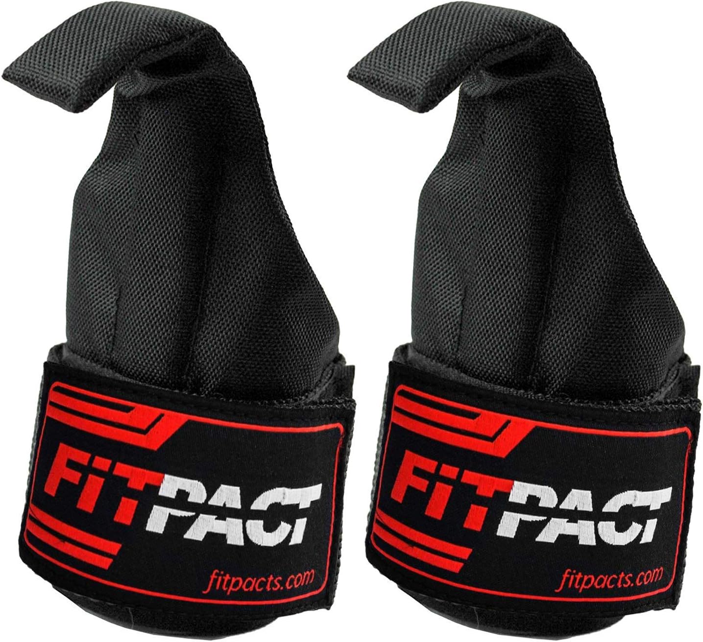 FITPACT Hook Straps Weight Lifting Wrist Straps Training Gym Bodybuilding Powerlifting Weightlifting Adjustable Non Slip Workout Deadlift Chin up Padded Barbell Grips (Comes in Pair)
