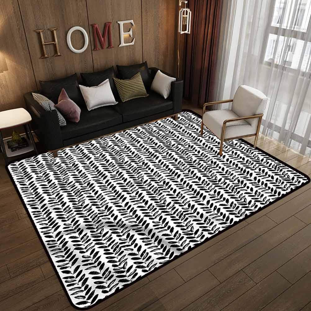 Black and White Non-Slip Kids Carpet Baby Nursery Decor Modern Rug Paint Motif 2 x 4 Feet