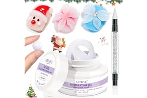 MIZHSE White 3D Gel Nail Art 30g Sculpting Gel Non-Sticky Molding Gels for Nails Solid U V LED Soak Off Gels Polish with Nail Art Pen Nail Design Home Manicure