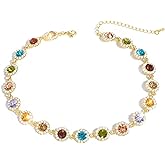 Suyi Crystal Colorful Choker Necklace Sparkly Rhinestone Necklace for Women