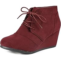 DREAM PAIRS Women's Casual Fashion Lace Up Low Wedge Heel Booties Shoe