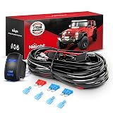 Nilight - 10012W LED Light Bar Wiring Harness Kit REAR LIGHTS 12V 5Pin Rocker Switch Laser On off Waterproof Switch Power Relay Blade Fuse-2 Lead,2 Years Warranty Black