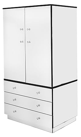 Febland Mirrored Tall Boy Wardrobe Wood 63x91x175 Cm Amazon Co