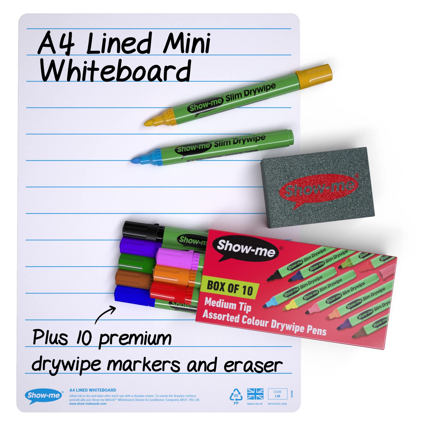 Show-me A4 Lined Whiteboard Kit