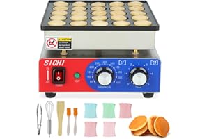 SICHI Mini Pancake Maker Machine with 550℉Heating and Timer Control, 25PCS Electric Commercial Dutch Pancake Baker with Nonst