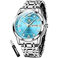 OLEVS Mens Diamond Watch Luxury Business Dress Wrist Watches Quartz Stainless Steel Waterproof Luminous Day Date