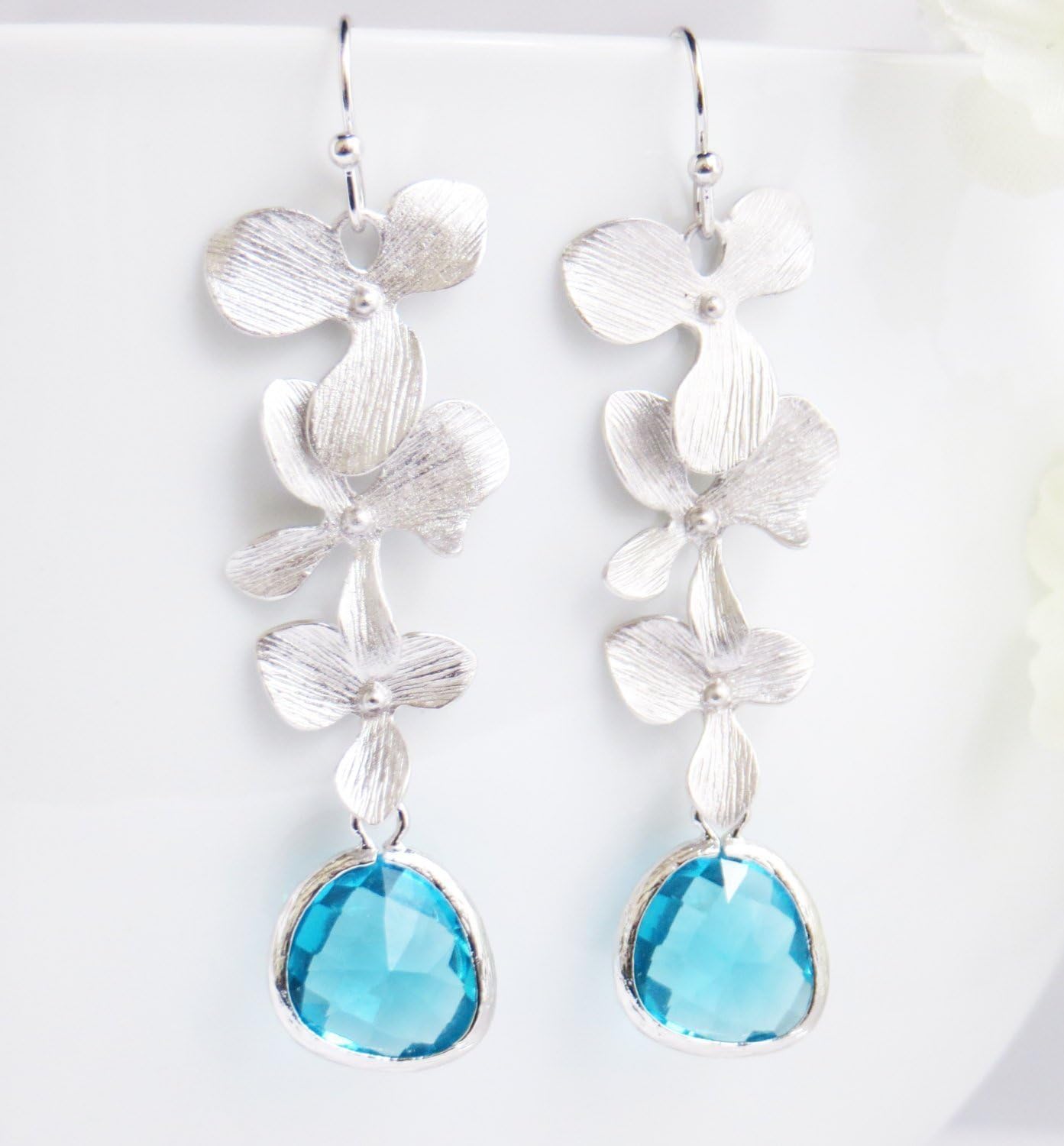 Blue Orchids Earrings, December Birthstone, Gift for Mom, Christmas Gift