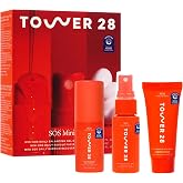 Tower 28 SOS Skincare Minis Travel Size Gift Set (3 ct) | Mini Hypochlorous Acid Spray, Barrier Repair Face Cream &amp; Gel Cleanser, TSA-Approved Sensitive Skin Care Set