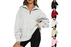 Rikbuig Oversized Sweatshirt for Women Quarter Zip Fleece Pullover Sweaters Casual Cute Teen Girls Winter Clothes