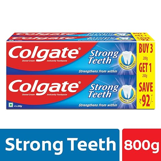 Colgate Strong Teeth Anti-Cavity Toothpaste – 200 gm (Buy 3 Get 1 Free)