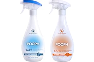 POOPH Pet Odor Eliminator and Litter Box Deodorizer - 2x32oz Bottles - Instant, Safe, Fragrance-Free, Clear, Non-Staining, Unscented