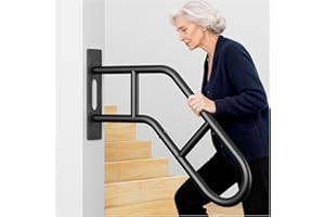 PICURA Upgraded Hand Rails for Outdoor Steps, Stair Railing Indoor & Outdoor, Hand Rail Wall Mount Stair Hand, U-Shaped Stair Handrails for 1-3 Steps, Handrail for Kids, Elderly, Pregnant Women and Disabled
