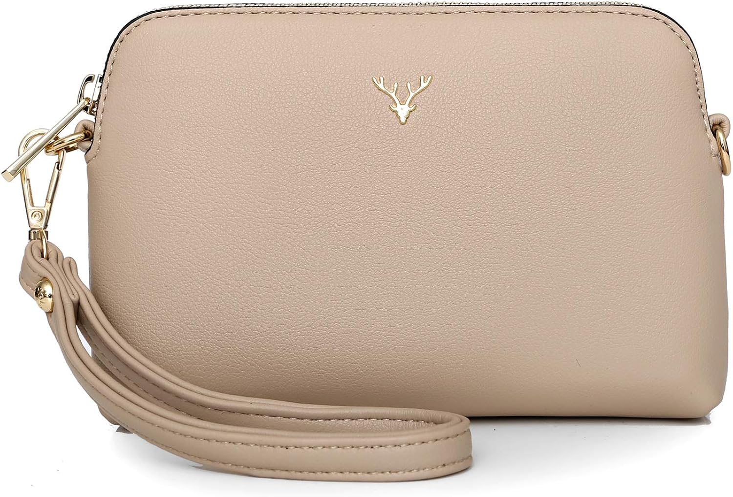 ZMDB Small Crossbody Bag for Women Vegan Leather Handbags for Women Shoulder Bag with Adjustable Strap Ladies Wristlet Clutch for Party Holiday Travel (Beige)