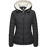 wantdo Women's Quilted Winter Coats Hooded Warm Puffer Jacket with Fleece Hood