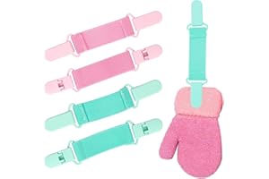 4 Pieces Anti Lost Mitten Clips For Boys Girls, Winter Hat Glove Clips With Elastic Straps For Toddler, Dress Cinch Sweater C
