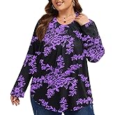 Cozigion Womens Plus Size Tops Tunic Long Sleeve Shirts Casual Loose Soft Blouse 1XL-5XL
