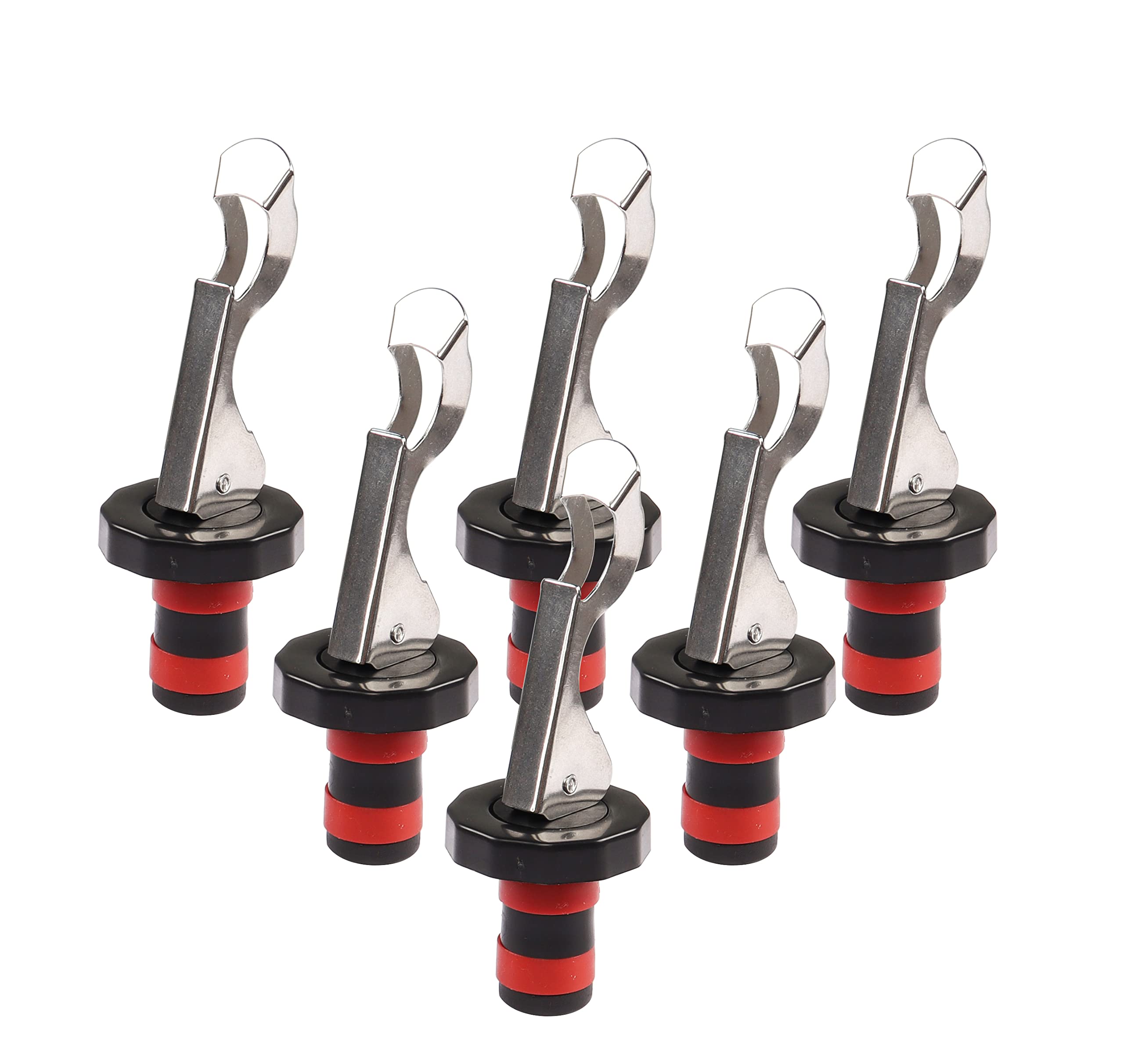 Wine Bottle Stoppers 6PCS,Lever Arm Bottle Stoppers Reusable Bottle Saver Sealer for Wine Corks Prosecco Beer Spirits Collection