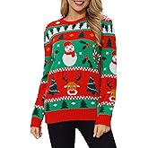 VENTELAN Women's Christmas Sweater Funny Christmas Tree Ugly Pullover Snowflake Long Sleeve Sweater Shirt