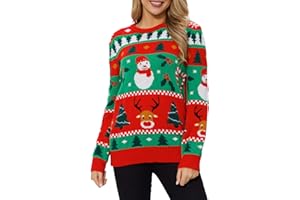 VENTELAN Women's Christmas Sweater Funny Christmas Tree Ugly Pullover Snowflake Long Sleeve Sweater Shirt