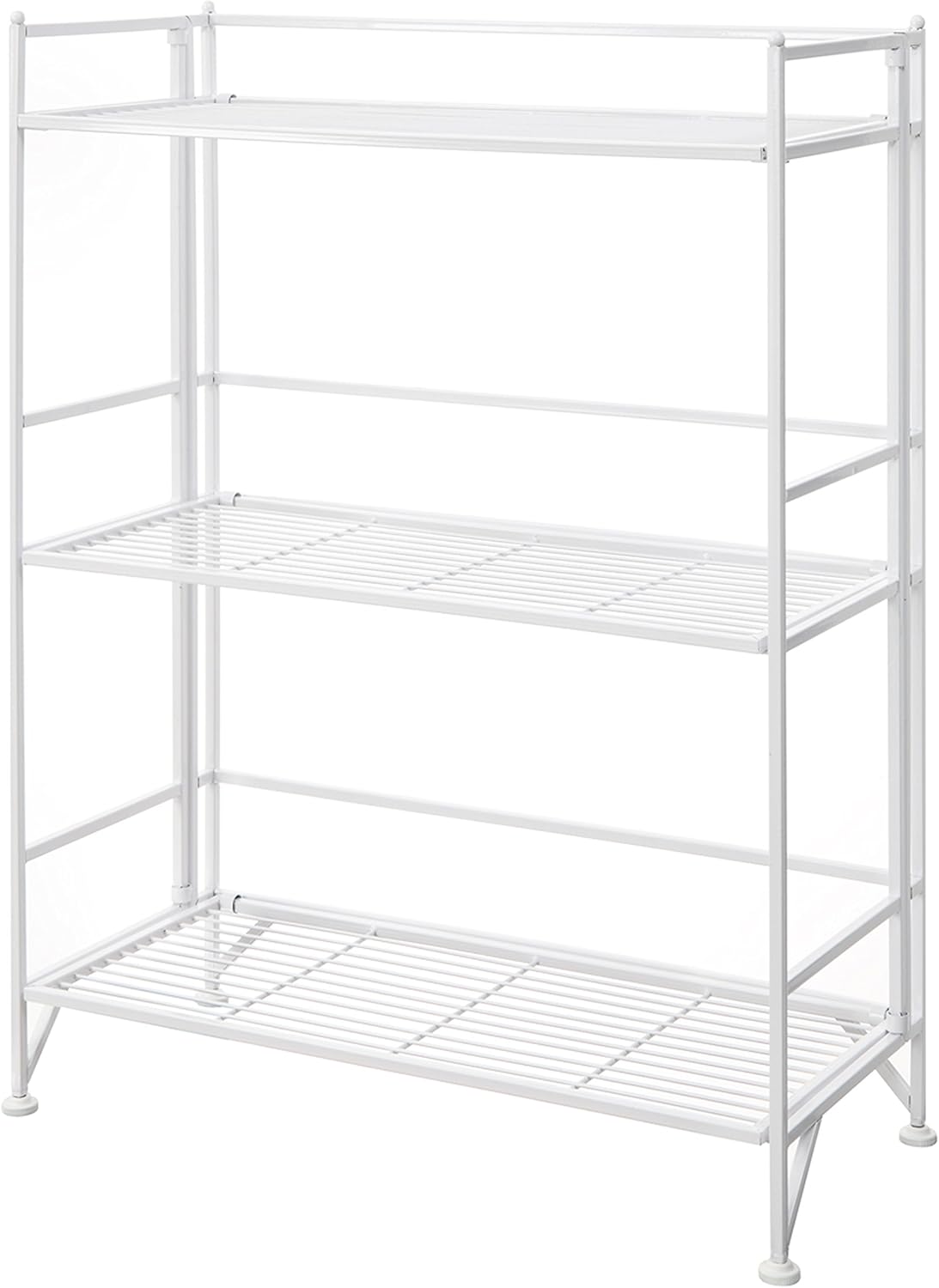 Convenience Concepts Designs2Go X-Tra Storage 3-Tier Wide Folding Metal Shelf, White