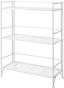Convenience Concepts Designs2Go X-Tra Storage 3-Tier Wide Folding Metal Shelf, White