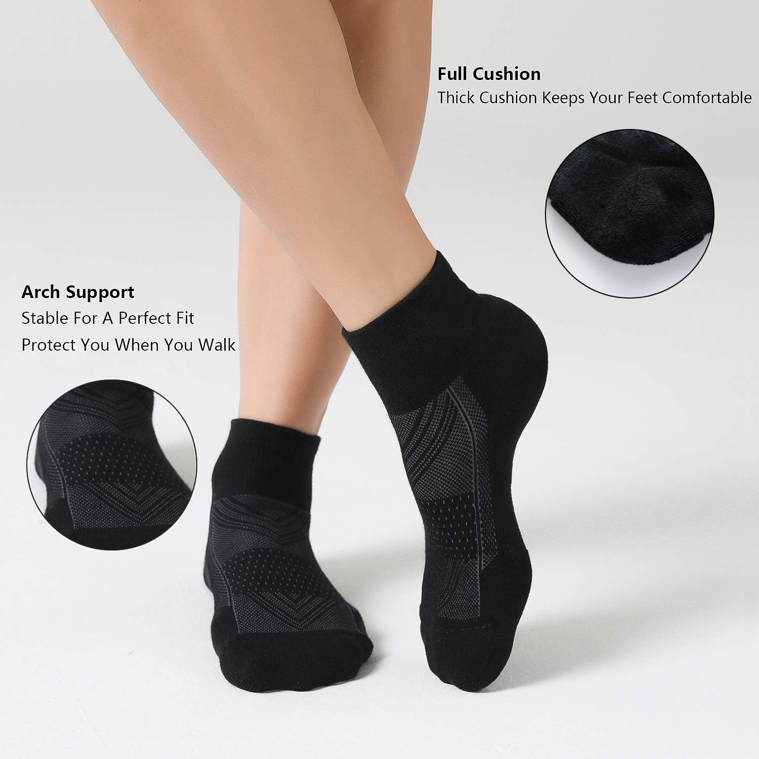 CelerSport 6 Pack Men's Ankle Socks with Cushion, Sport Athletic Running Socks: Clothing