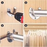 Yibaijia 4 Pack Wardrobe Pole Brackets 25 mm 1 inch Stainless Steel U Sockets view 3