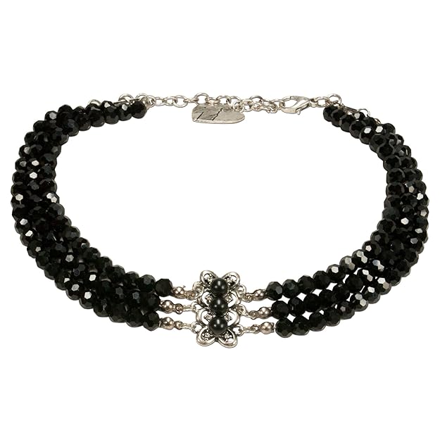 Alpenflüstern Trachten-Perlen-Kropfkette Johanna Trachtenkette, eleganter Damen-Trachtenschmuck, Dirndlkette in schwarz und C