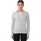 JENNIE LIU Women's 100% Pure Cashmere Long Sleeve Zip Hoodie Cardigan Sweater