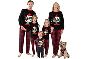 Awoscut Family Matching Pajamas Christmas Pjs Holiday Nightwear Sleepwear Sets Long Sleeve Pjs