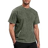 Mens Acid Wash T-Shirt Oversized Unisex Cotton Vintage Tees Short Sleeves Casual Shirt for Men