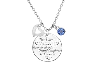 TISDA Birthstone Crystals Necklace,The Love between Grandmother and Granddaughter is Forever Necklace Family Jewelry Christma