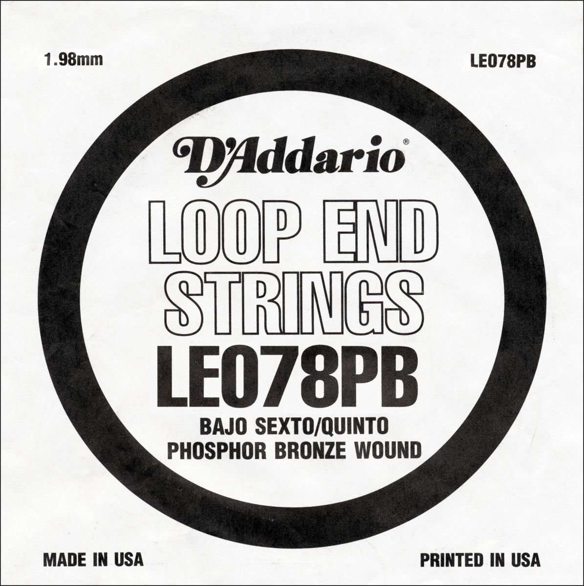 D'Addario .078 Phosphor Bronze Loop End Single String