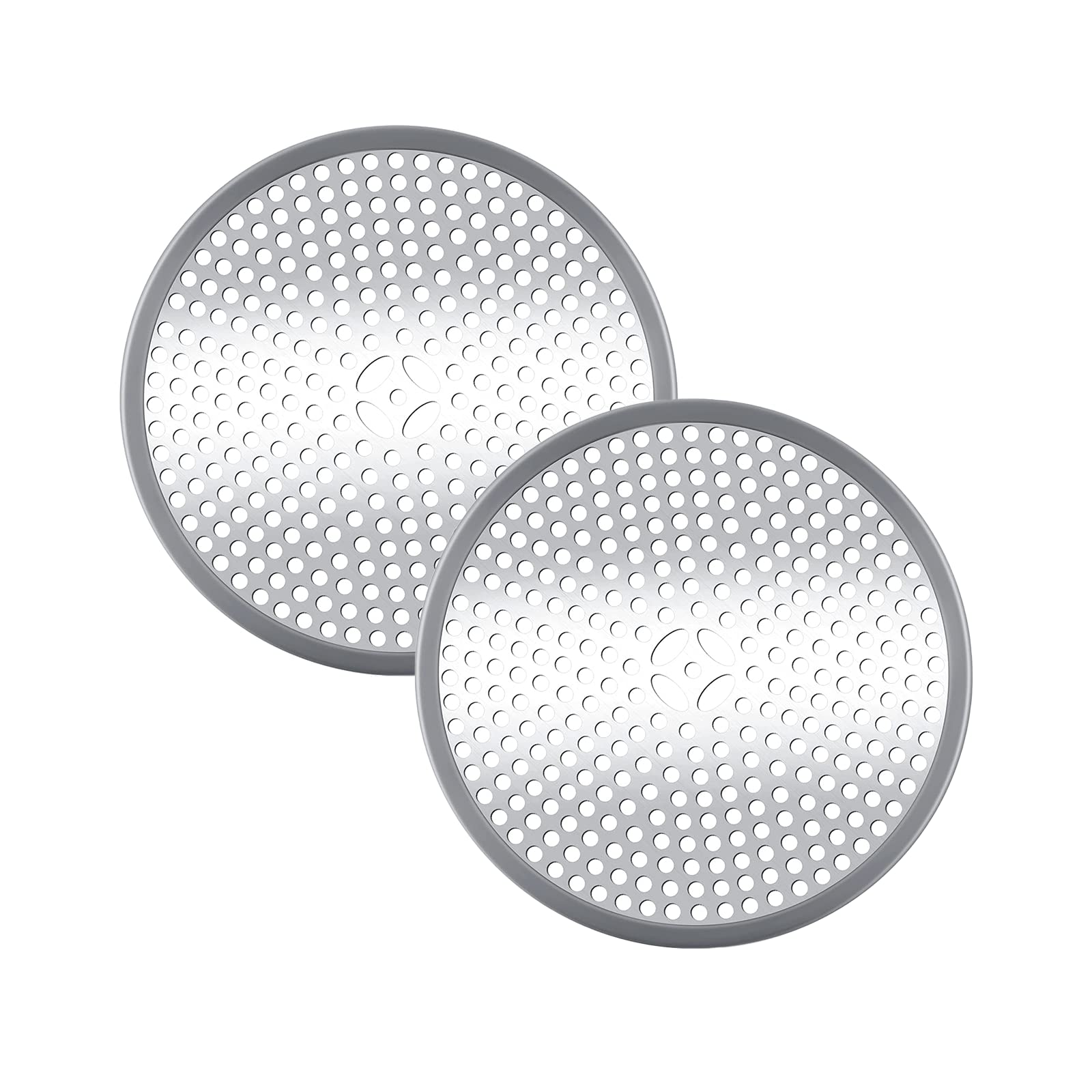 2Pack Shower Drain Hair Catcher Stainless Steel & Silicone Bath Shower Drain Protector Mesh Sink Strainer Drain Filter Shower Plughole Cover for Bathroom/Kitchen/Floor/Tub/Flat Prevent Drain Clog