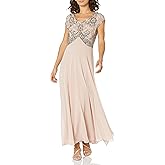 J Kara Women's Petite Cap V-Neck Beaded Dress