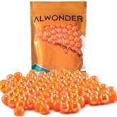 Alwonder 100-Pack Fishing Beads Holographic Beads for Fishing Rigs Lures Salmon Trout Steelhead Fish Bead Saltwater Freshwater - Assorted Size 6mm, 8mm, 10mm