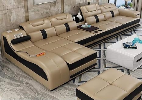 Real Leather Sectional Sofas Minimalist Amazon Ca Home Kitchen