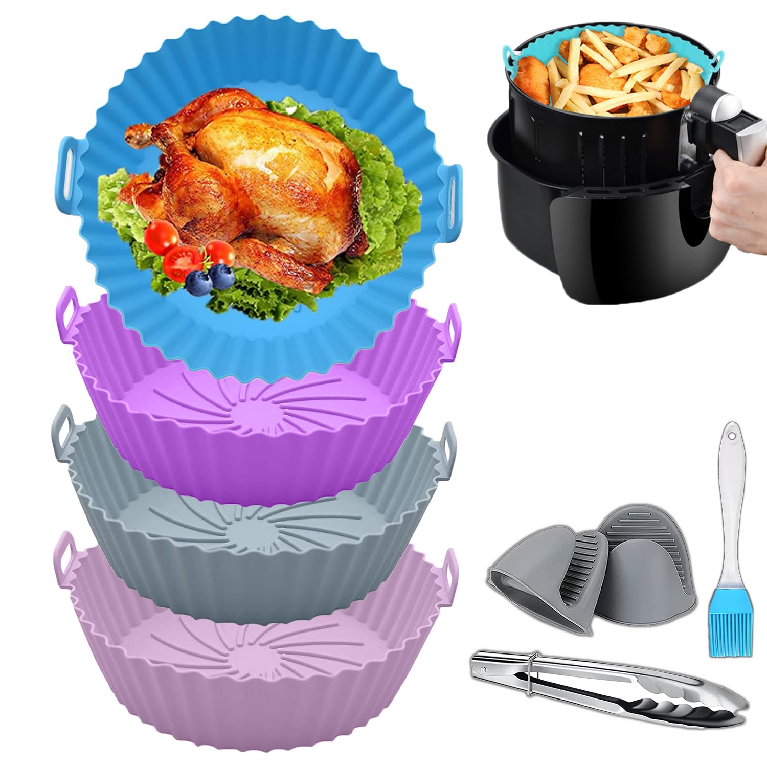Silicone Air Fryer Liners4 Pack Air Fryer Silicone LinersFood Safe